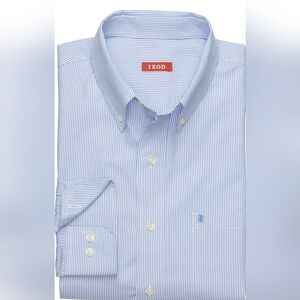 Izod men's blue and white pinstripe shirt. Size large.